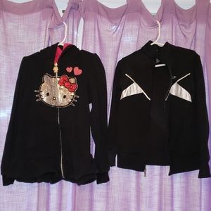 Hello Kitty & Champion Brand zip sweatshirts.